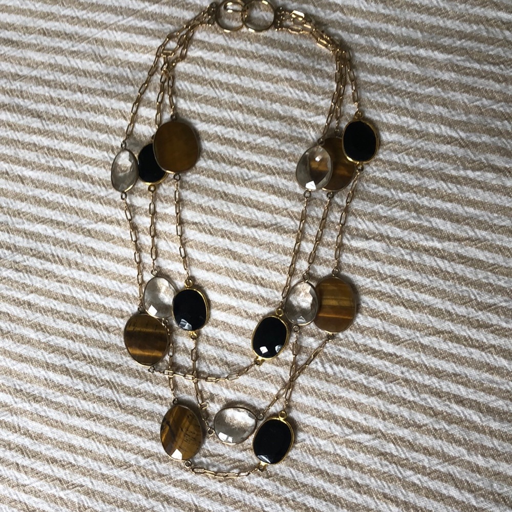Ela Rae necklace with faceted glass and stone beads.
